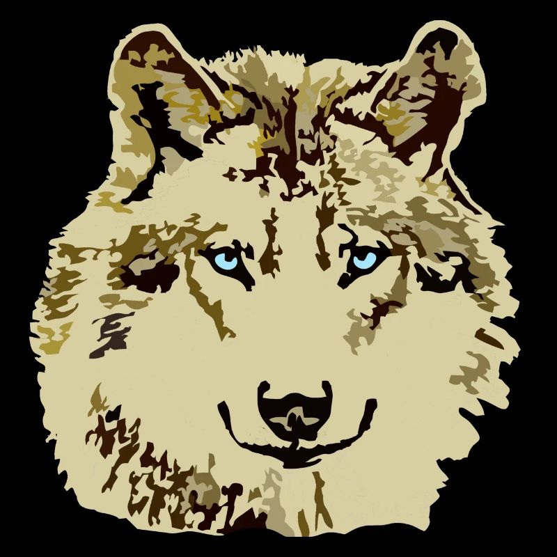 Wolf braun blaue Augen