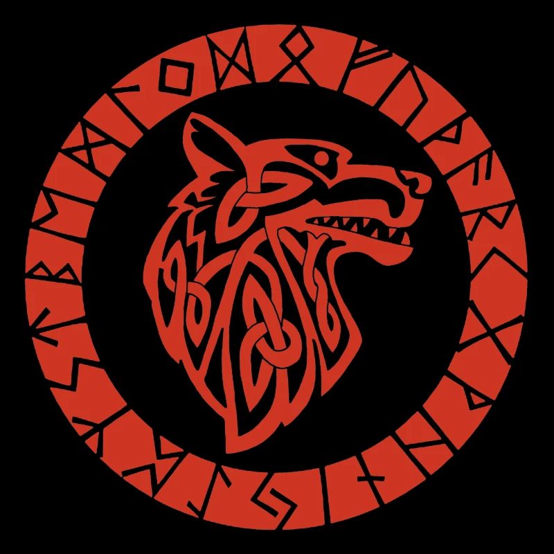 Wikinger Roter Wolf Emblem