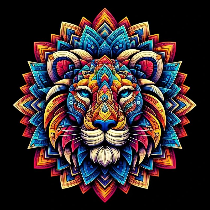 Lion décoré de mandalas