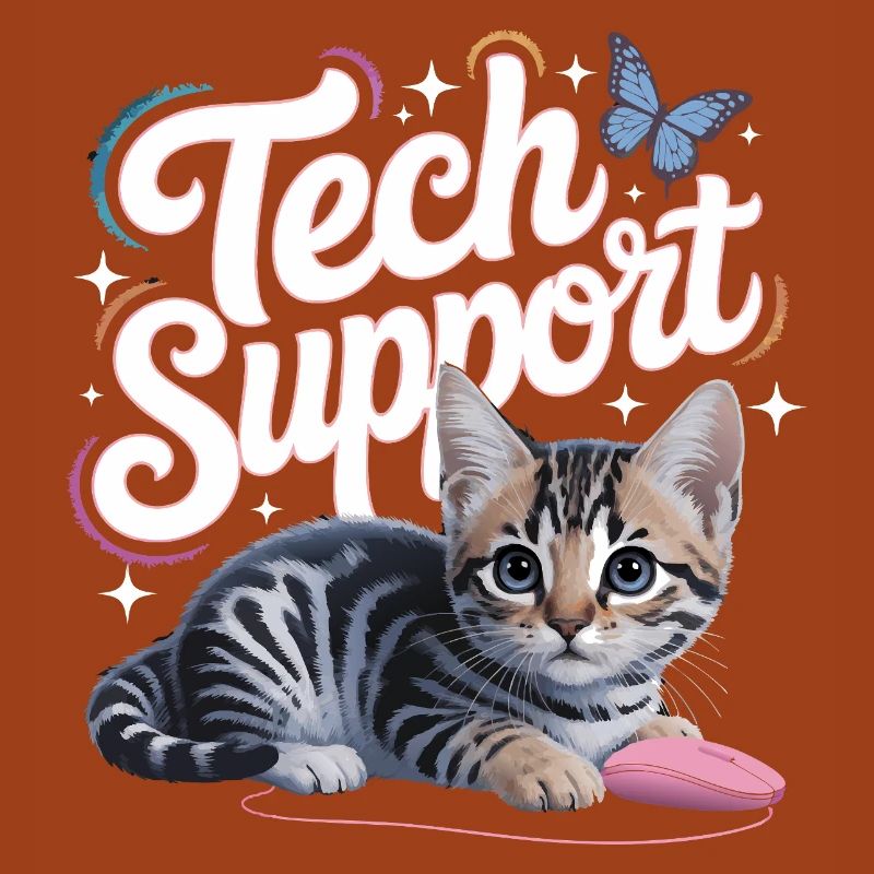 Funny Tech Support Cute Cat Ironic IT
