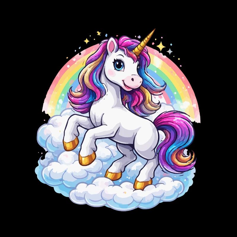 Regenbogen-Einhorn über Wolken