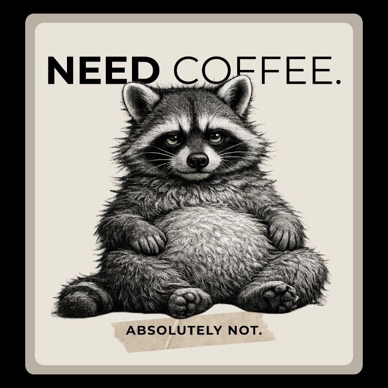 Need Coffee Lazy Raccoon Meme
