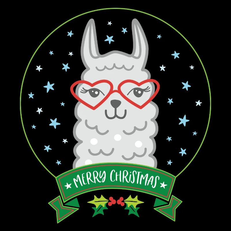 Weihnachts-Lama mit Herzbrille Merry Christmas