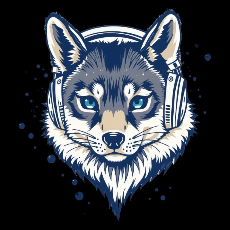 cooler Fuchs mit Kopfhörern