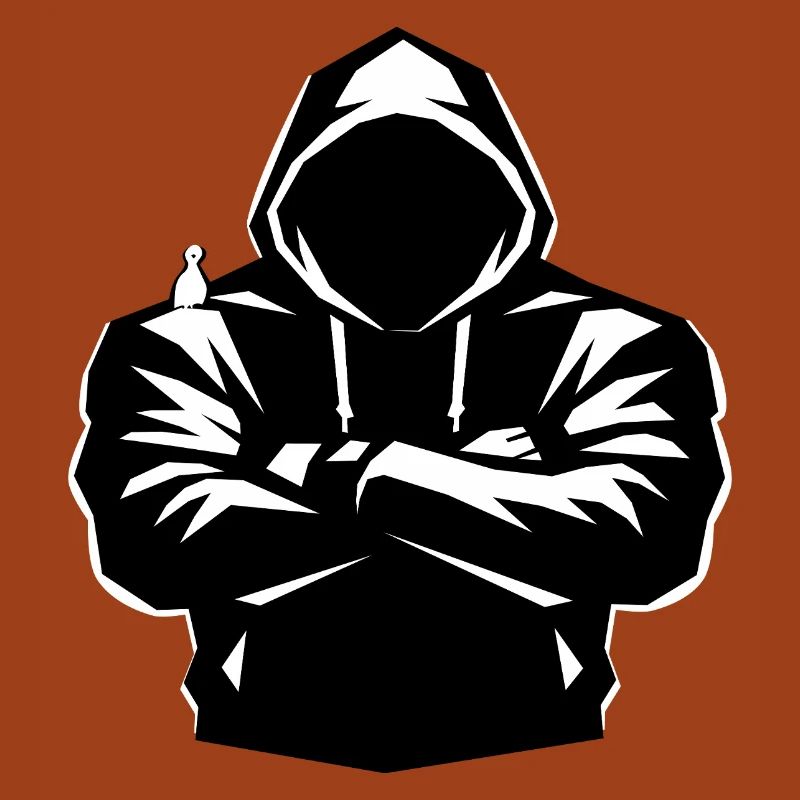 Silhouette à capuche et oiseau