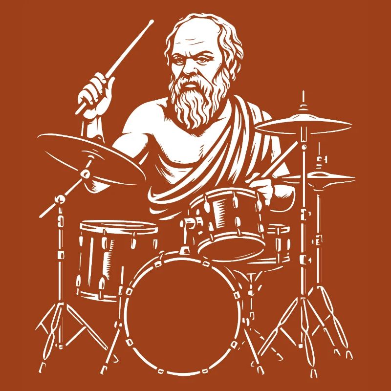 Ancient Socrates  Drummer Line Art