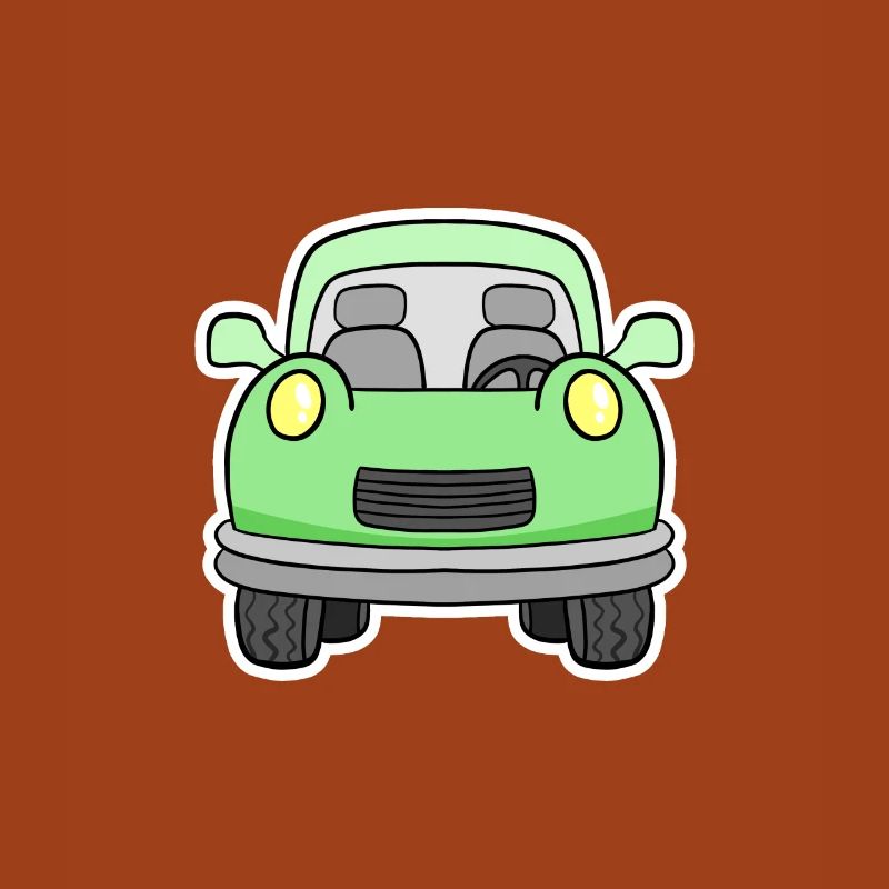 Cheerful green wagon front view