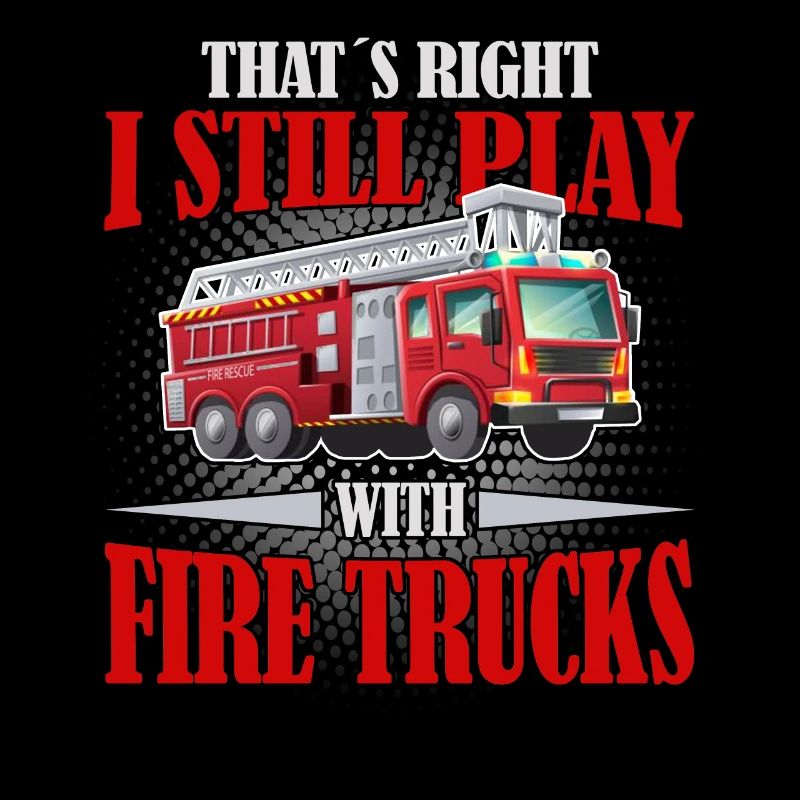 Firefighter likes to play with fire trucks
