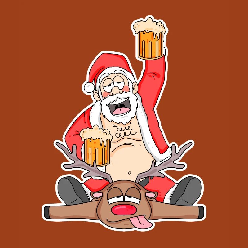 Weihnachtsmann Bier lustig Reh