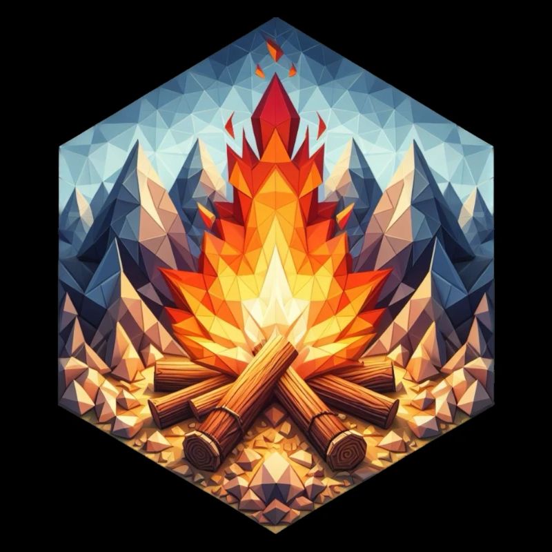 Ein Lagerfeuer im Polygon-Stil