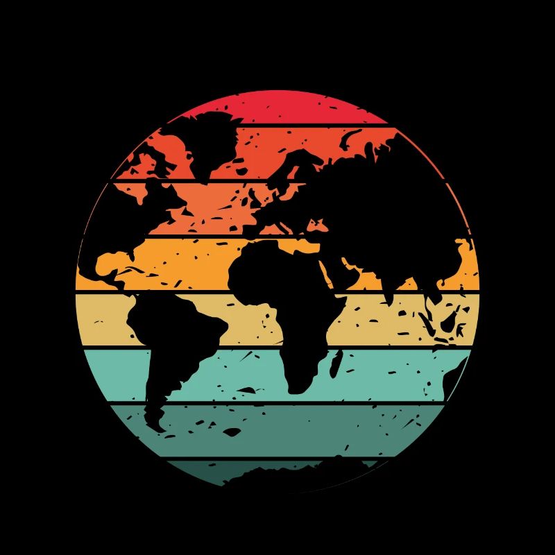 Conception de carte du monde rétro colorée