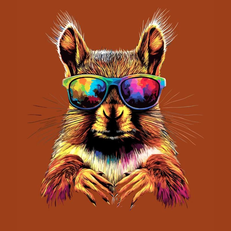 Eichhörnchen Kopfhörer Bunt Popart DJ Eichhörnchen