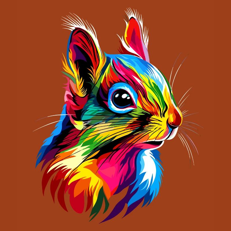Eichhörnchen Kopfhörer Bunt Popart DJ Eichhörnchen