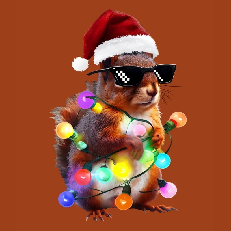 Weihnachts Eichhörnchen mit Lichterkett