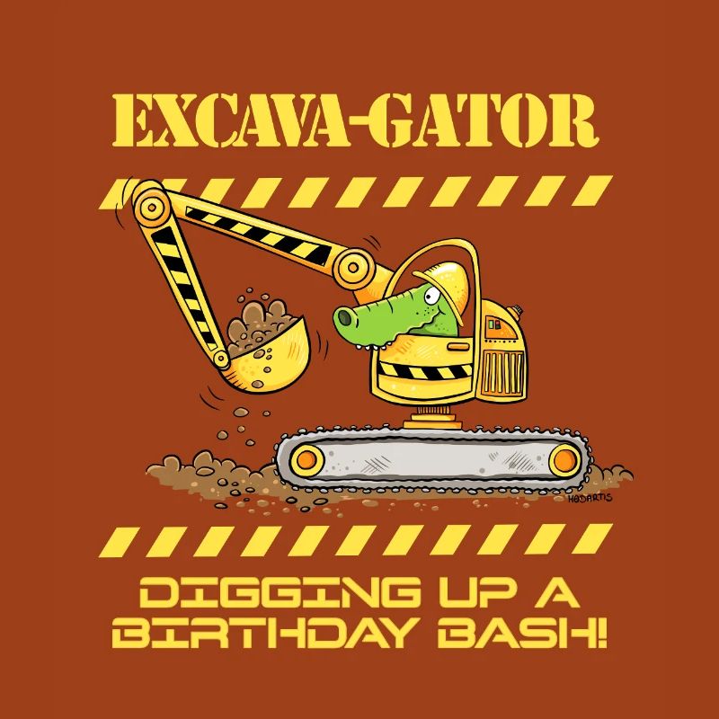 Construction Site Excavator Crocodile Saying Pun