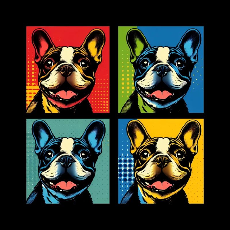 Frenchie Pop Art Bubbles, Pancake, Chonk, Nibbles