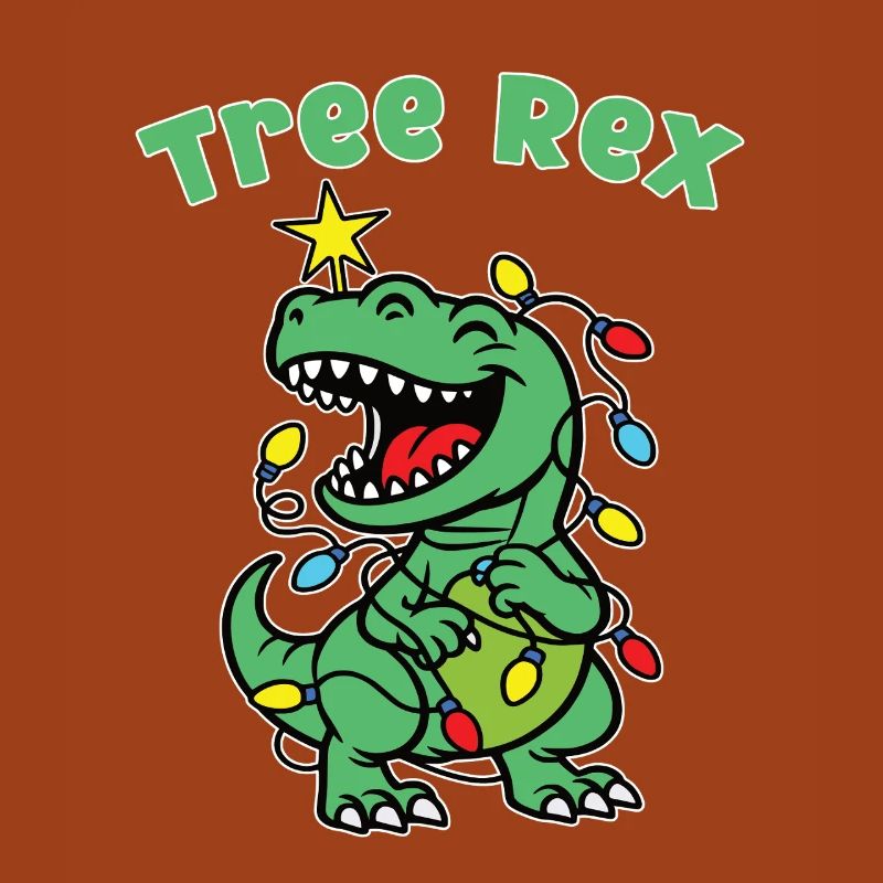 Stylish print with "Tree Rex" Dino Christmas tree
