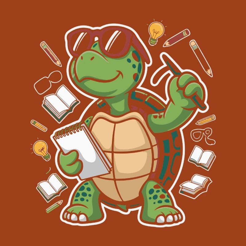Learning turtle with glasses
