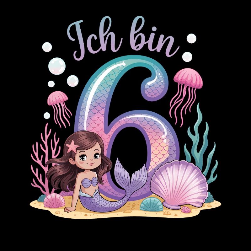 Ich Bin 6 Meerjungfrauen Mädchen 6. Geburtstag