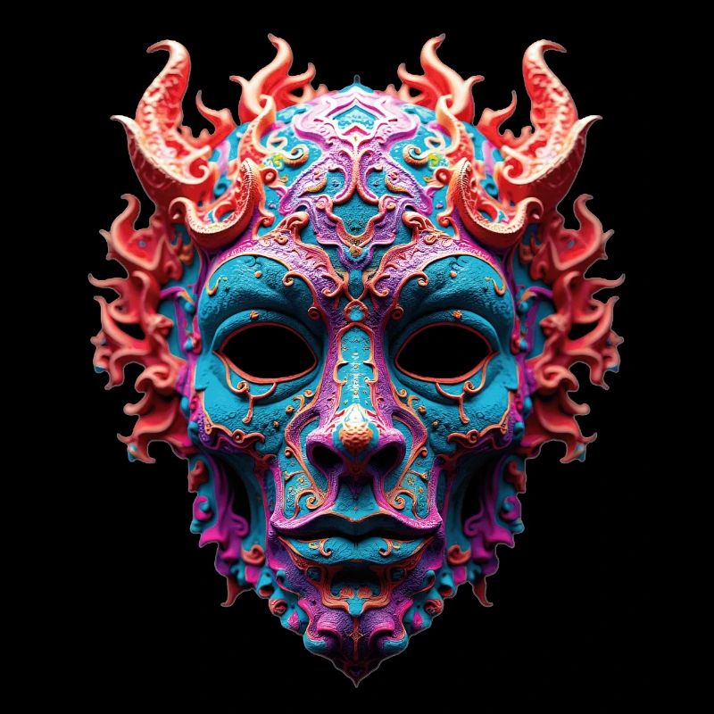 Masque orné de Démon de Feu
