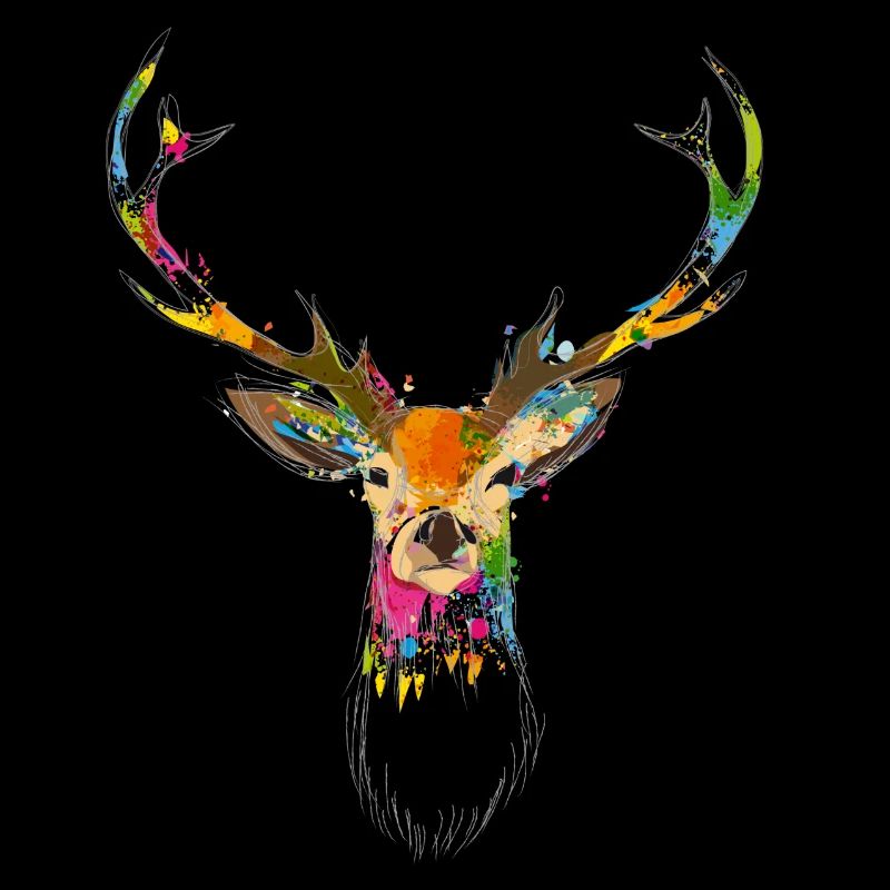 Bunter Hirschkopf – Aquarell & Graffiti Design