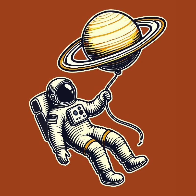 Schwebend mit Saturn – Astronaut Ballon Design