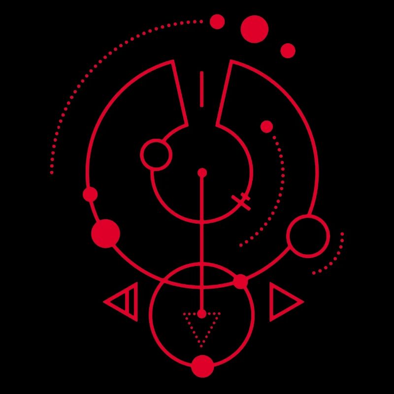 Red geometric symbol