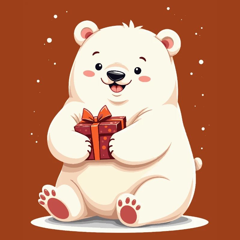 Niedlicher Eisbär mit Geschenkillustration