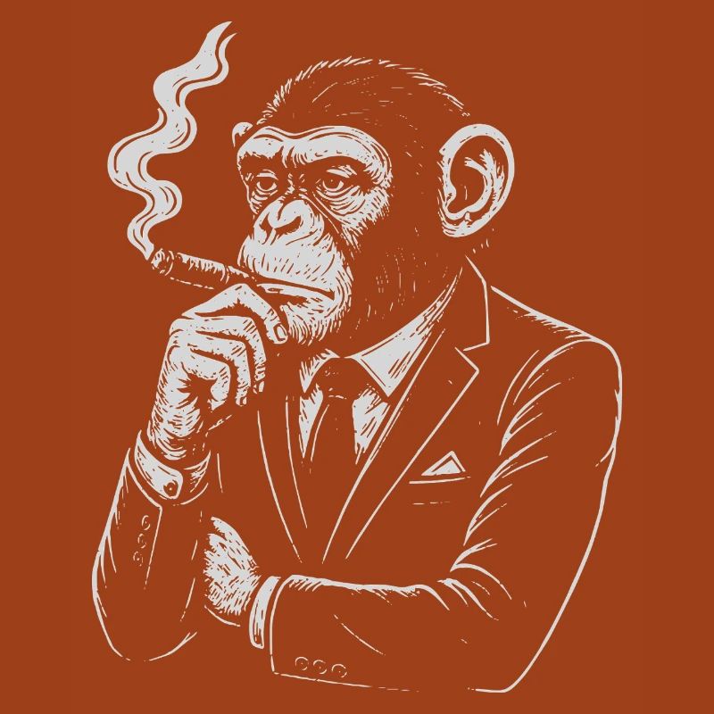 Cigar Monkey in Suit Retro
