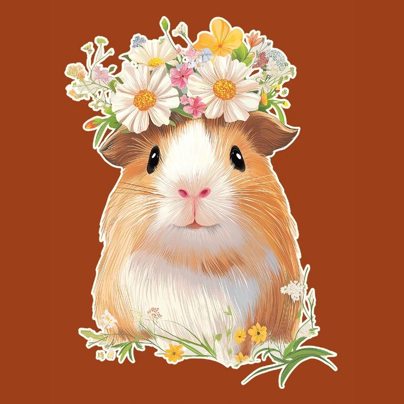 Cochon d’Inde avec des fleurs