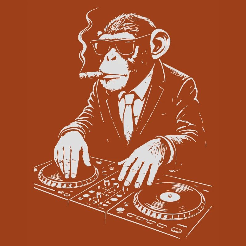 DJ Monkey in Suit playing music