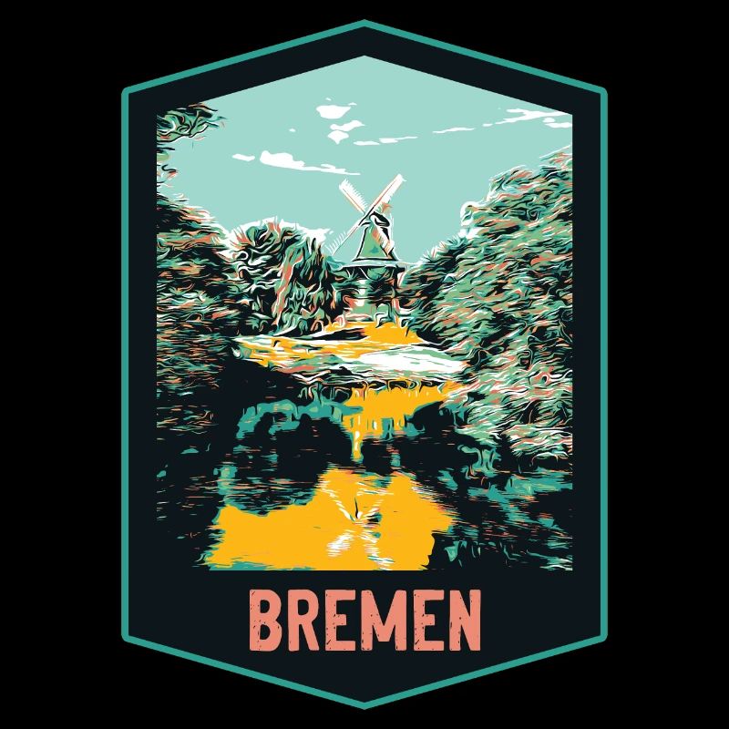 Bremen, Germany, Old Windmill Illustration