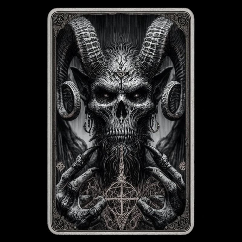 Dämon mit Hörnern und Pentagramm