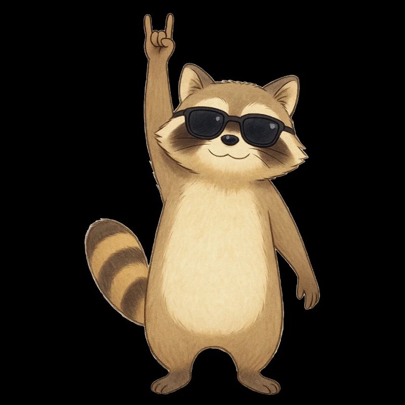 Retro Waschbär Rocker