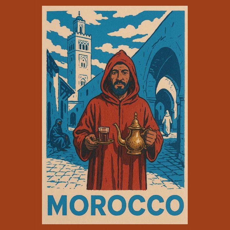 Traditional Morocco motif with tea lore