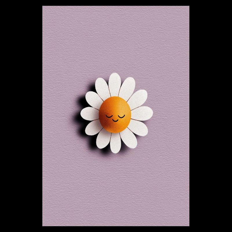 Fröhliche Gänseblümchen-Sonne auf fliederfarbenem Hintergrund