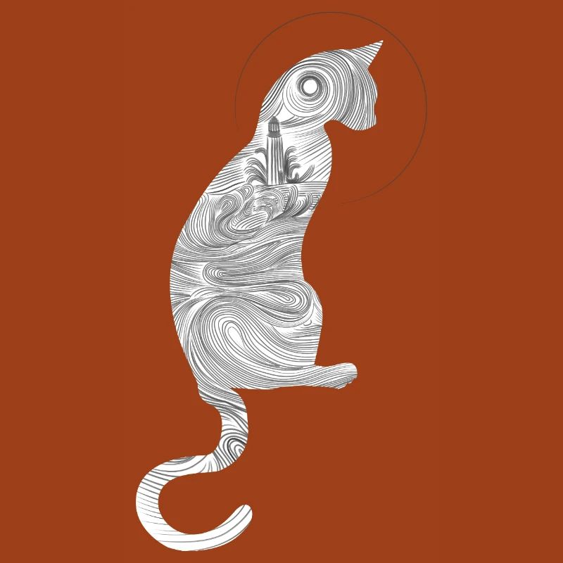 Abstrakte Katze mit spiralförmigem Muster