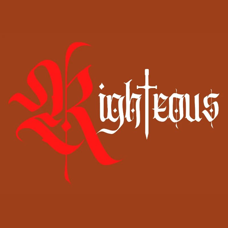 Gothique Righteous Design avec épée avec texte blanc