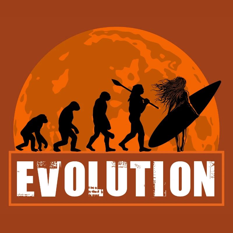 Évolution de la silhouette vintage du coucher de soleil surf