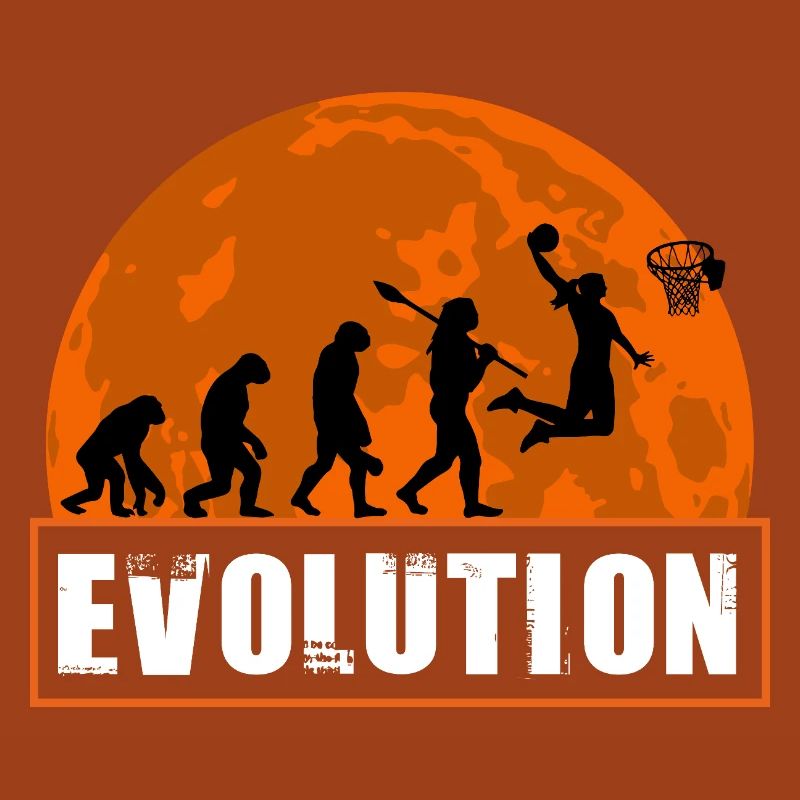 Basketball Evolution Player Dunking Silhouette