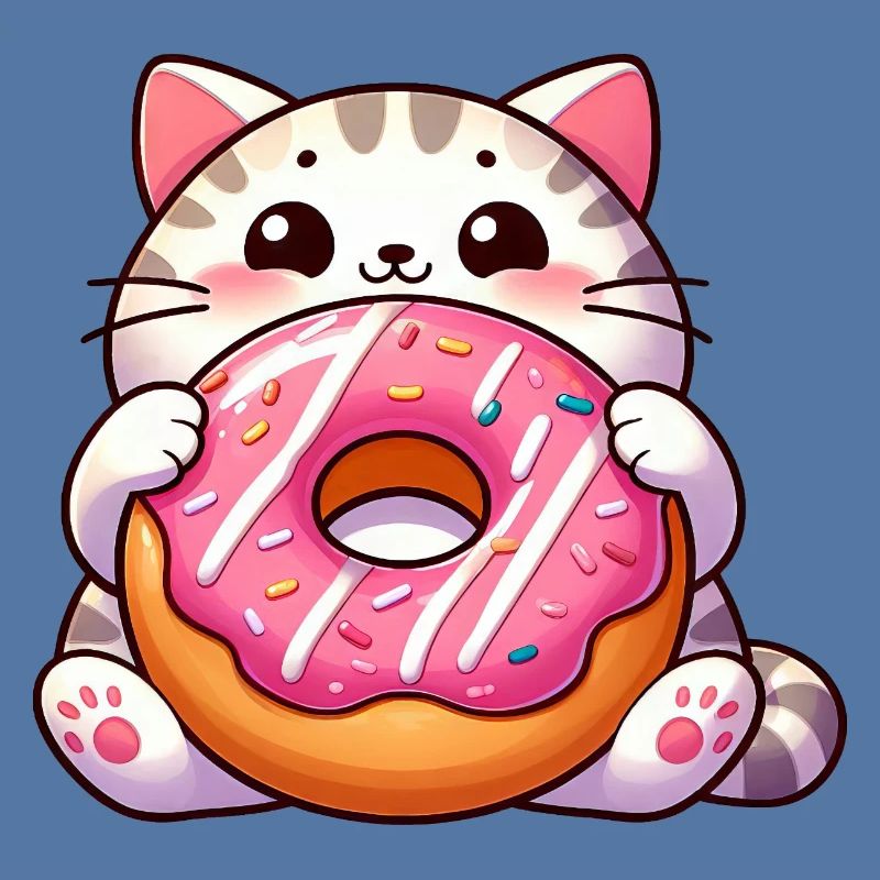 Chat mignon avec dessert beignet dent sucrée