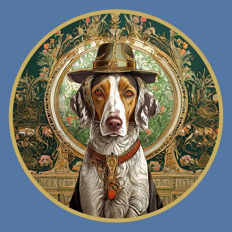 Chien de chasse avec chapeau