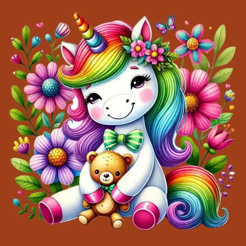 Regenbogen Einhorn Blumentraum