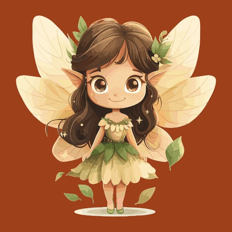 Fille fée en robe de feuille