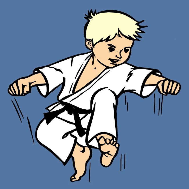 Karatekind oder Judokind mit schwarzem Gürtel