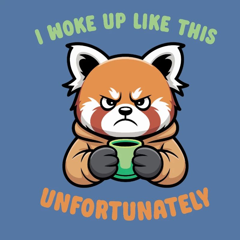 Grumpy panda with coffee - morning grouch