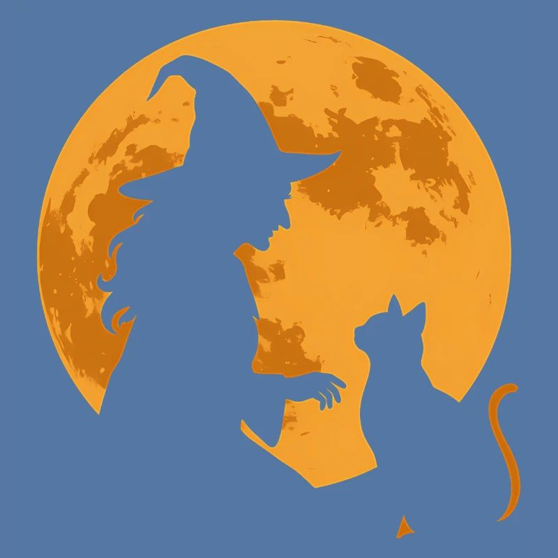 Sort de lune Sorcière et Silhouette de chat