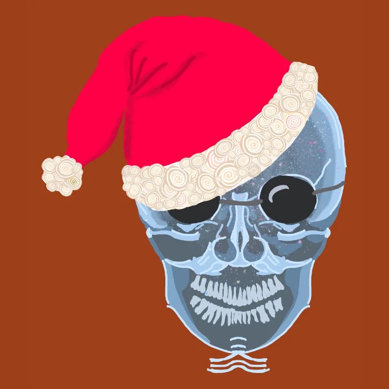 X-ray skull Santa hat, drawing