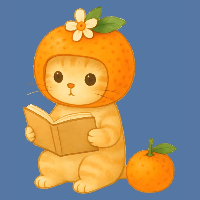 Pineapple Cat Reading with Flowers
