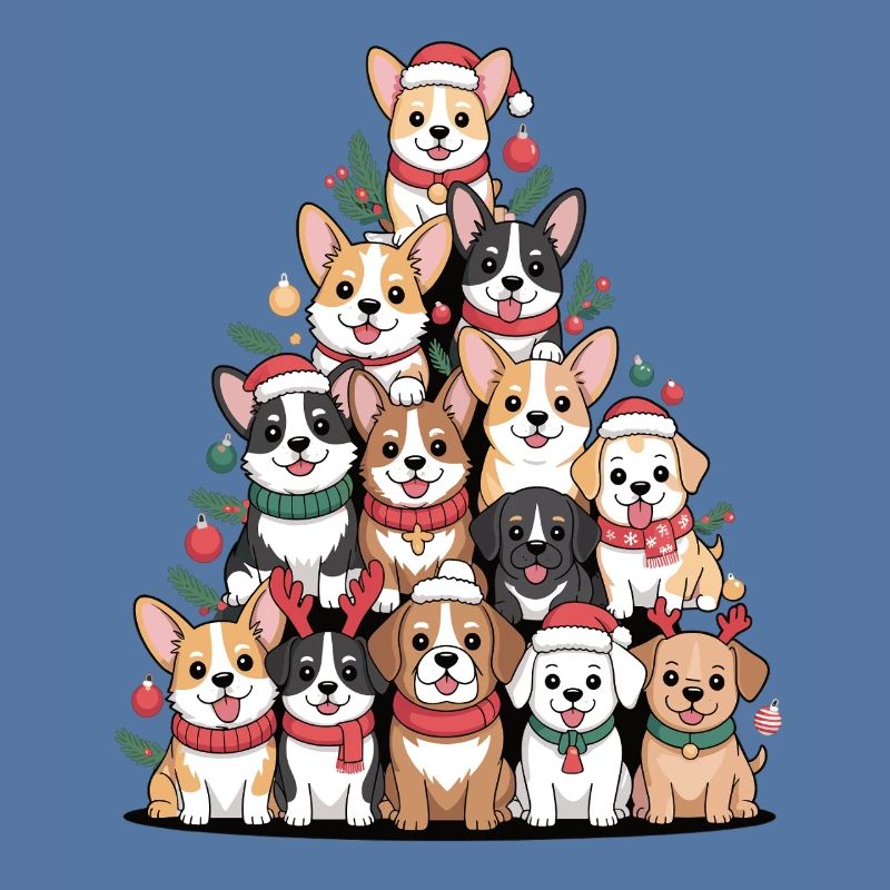 Pyramide de chien de Noël – Drôle de look de Noël
